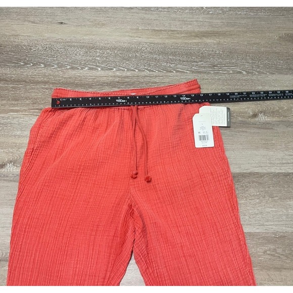 Wonderly Wide Leg Pants Gauze Womens Large Orange Boho Cottagecore Cropped - Picture 5 of 10